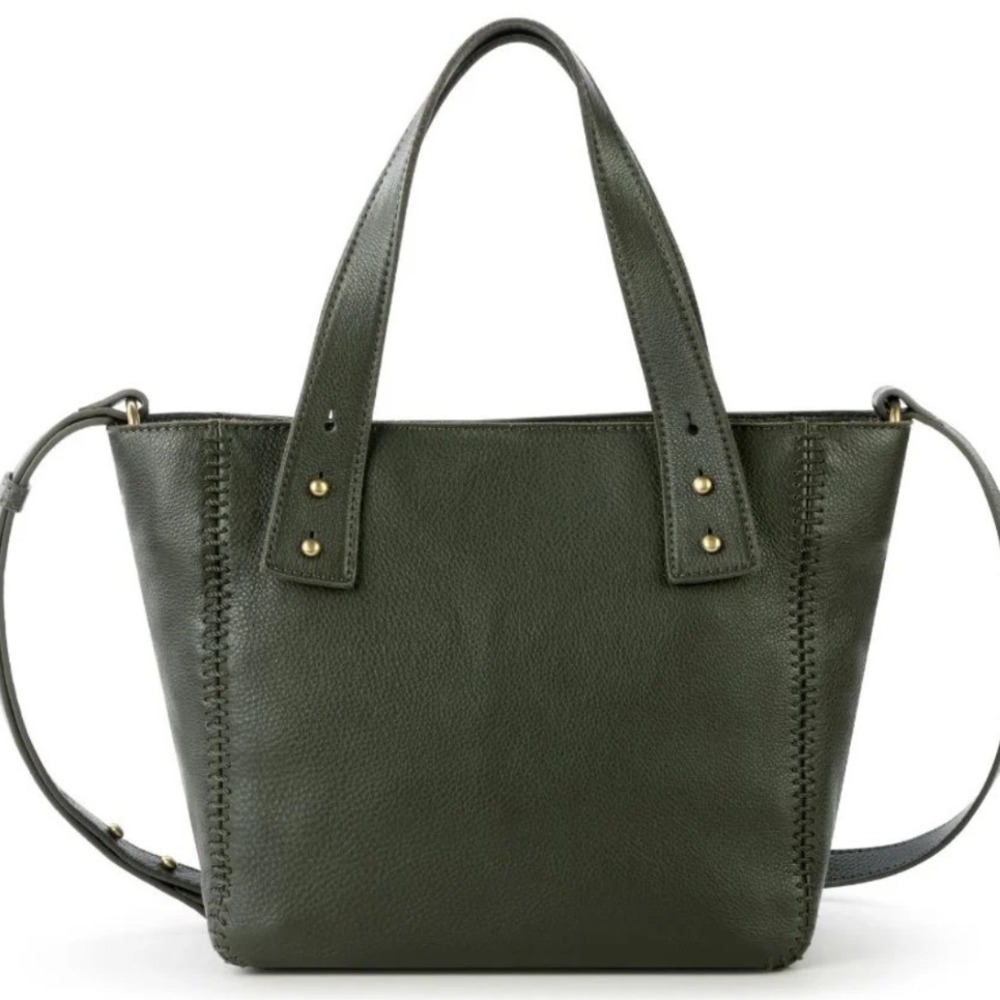 The Sak Vintage Y2K Green Pebbled Liv Leather Satchel Crossbody Bag